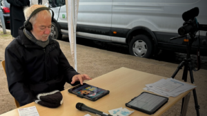 During the “POV of Migration” workshop, participants explored how language shapes belonging through a playful yet challenging interactive experience. Visitors sat with a screen and headphones and played a video game where each level changed to a new language, turning simple tasks into unexpected challenges. Before and after playing, they answered short questions about daily life and adaptation. These collected voices, reactions, and written thoughts will be transformed into a video and sound installation that highlights the emotional and sensory sides of migration.